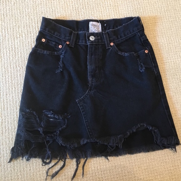 LF Dresses & Skirts - Distressed black jeans skirt